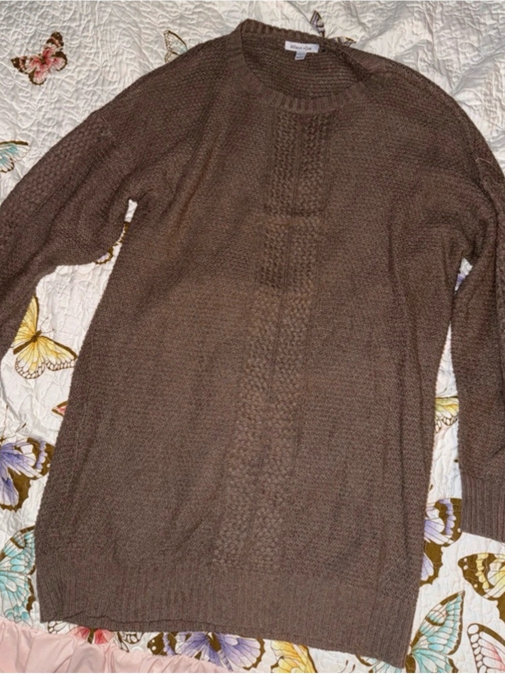 Cable-Detail Crewneck Sweater in Brown - Women